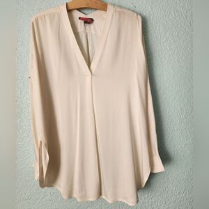 Vince Silk Vanilla Cream Elegant Cream V-Neck Blouse Tunic